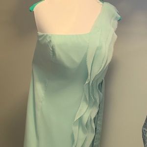 WHITE BY VERA WANG  Long One-Shoulder Ruffles